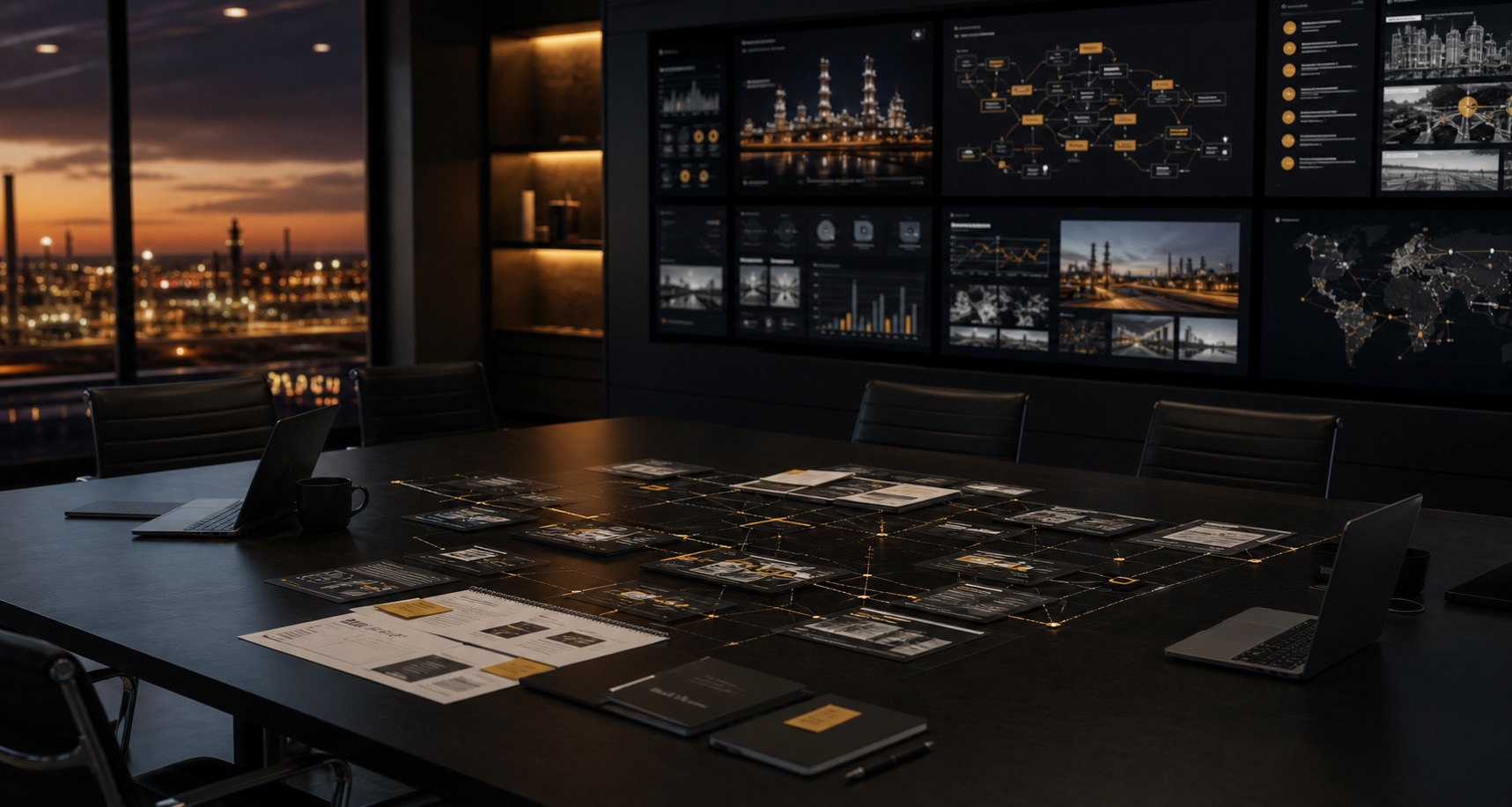 Executive AI operating table with workflow maps and governance notes